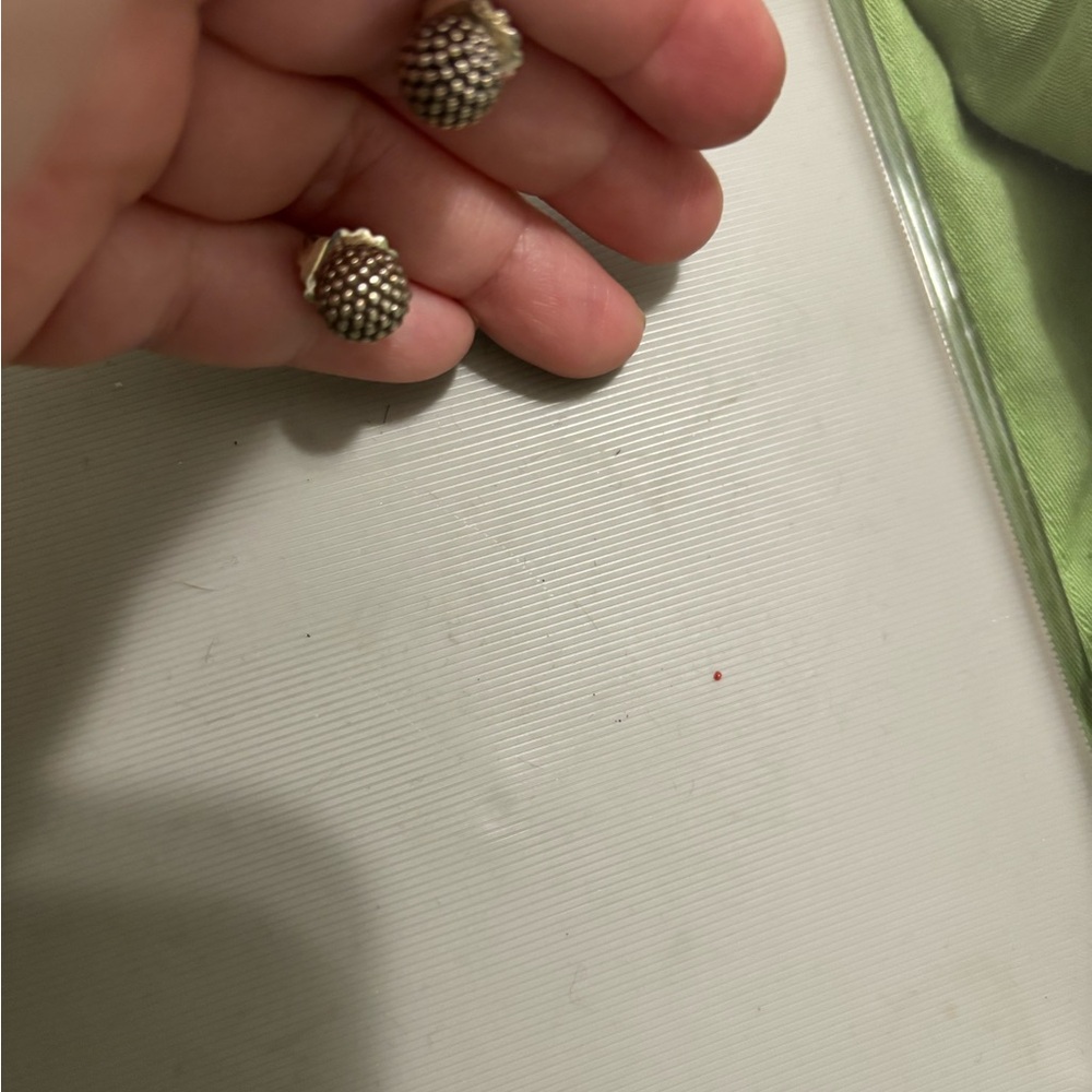 LAGOS Silver Dome Stud Earrings with Textured Finish